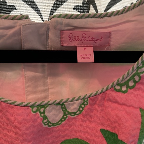 Lilly Pulitzer butterfly/flower scalloped, shift dress, size 2. - Picture 5 of 6